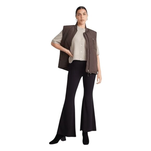 & Other Stories Stockholm Atelier Flare Trousers Black Crepe Knit Pull-On Split - Picture 2 of 13